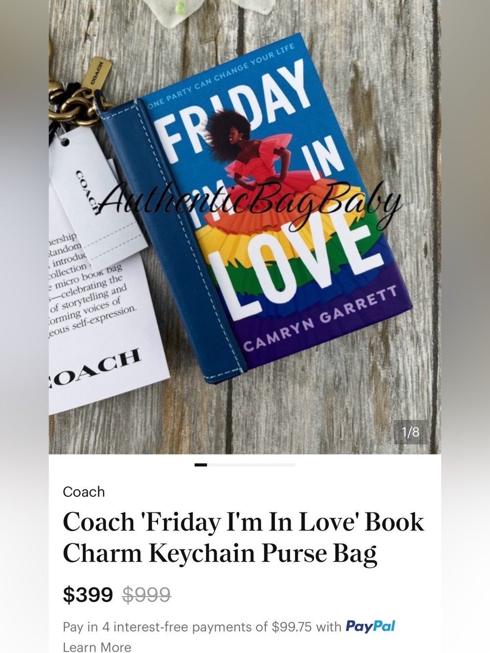 NIP COACH “Friday I’m in Love” book bag charm. (Bag /Purse Not Included) - Picture 4 of 5